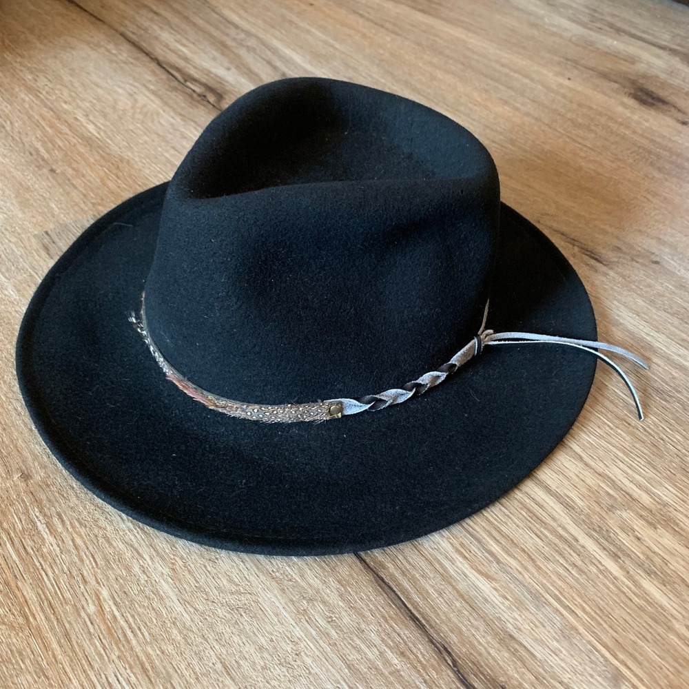 Vintage 80s Golden Gate 100% Wool Western Cowboy Hat w/ Leather Band - XL